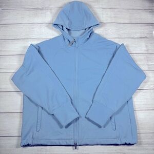 Athleta Altitude Polartec Jacket Womens Size XL Heron Blue Hoodie